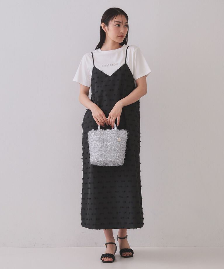 OPAQUE.CLIP「刺繍＆スパンコールロゴTシャツ【洗濯機洗い可】」|Tシャツ・カットソー|