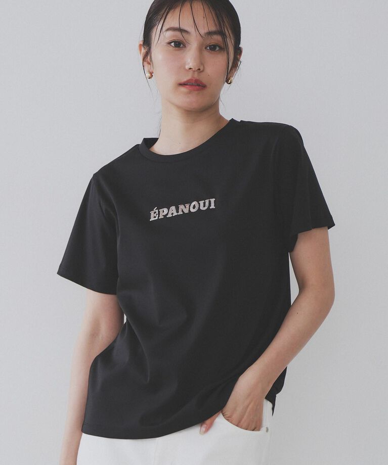 OPAQUE.CLIP「刺繍＆スパンコールロゴTシャツ【洗濯機洗い可】」|Tシャツ・カットソー|