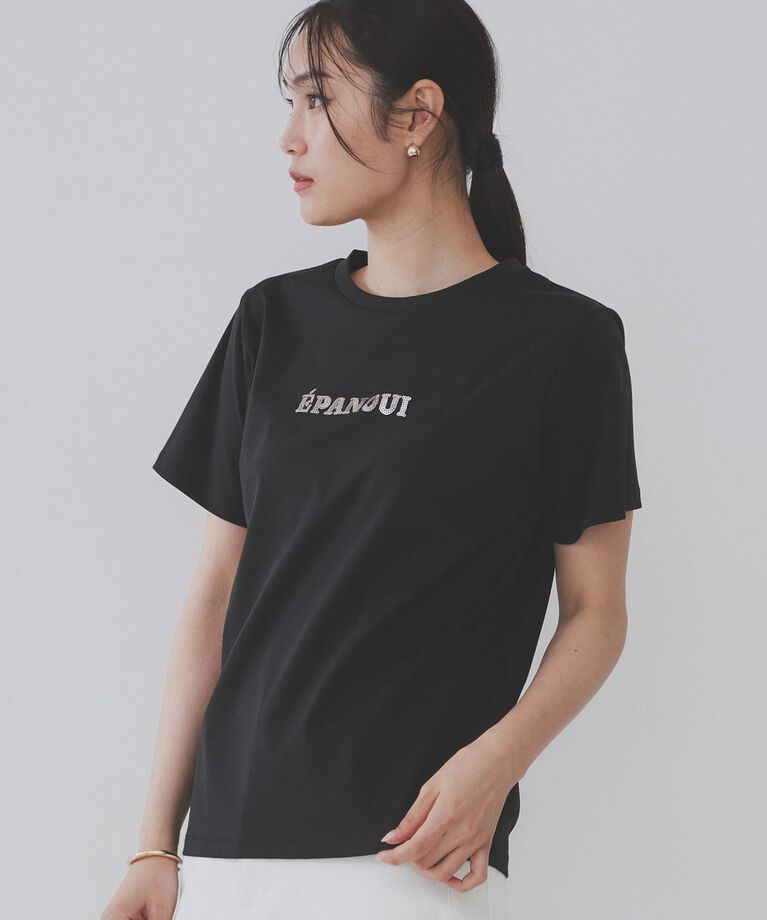 OPAQUE.CLIP「刺繍＆スパンコールロゴTシャツ【洗濯機洗い可】」|Tシャツ・カットソー|