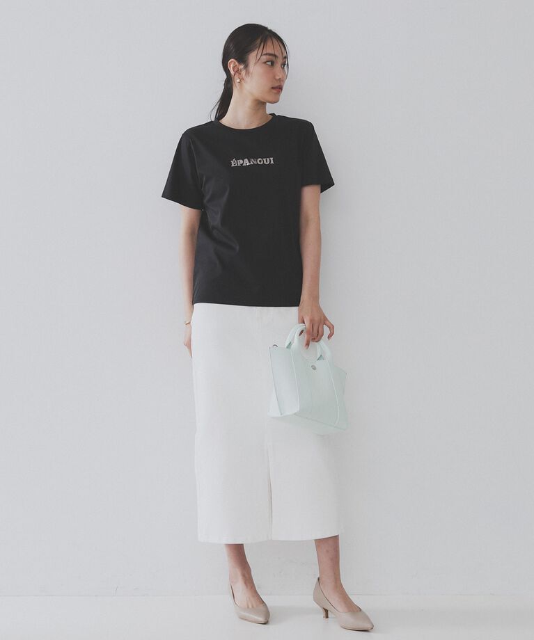 OPAQUE.CLIP「刺繍＆スパンコールロゴTシャツ【洗濯機洗い可】」|Tシャツ・カットソー|