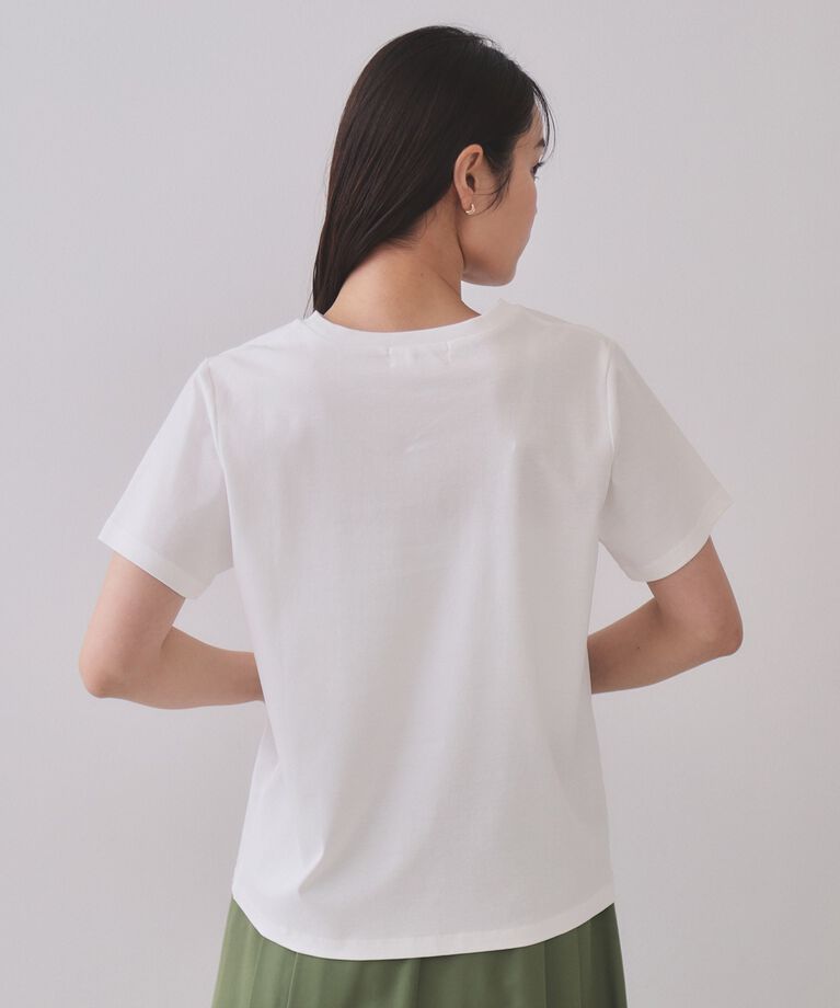 OPAQUE.CLIP「刺繍＆スパンコールロゴTシャツ【洗濯機洗い可】」|Tシャツ・カットソー|