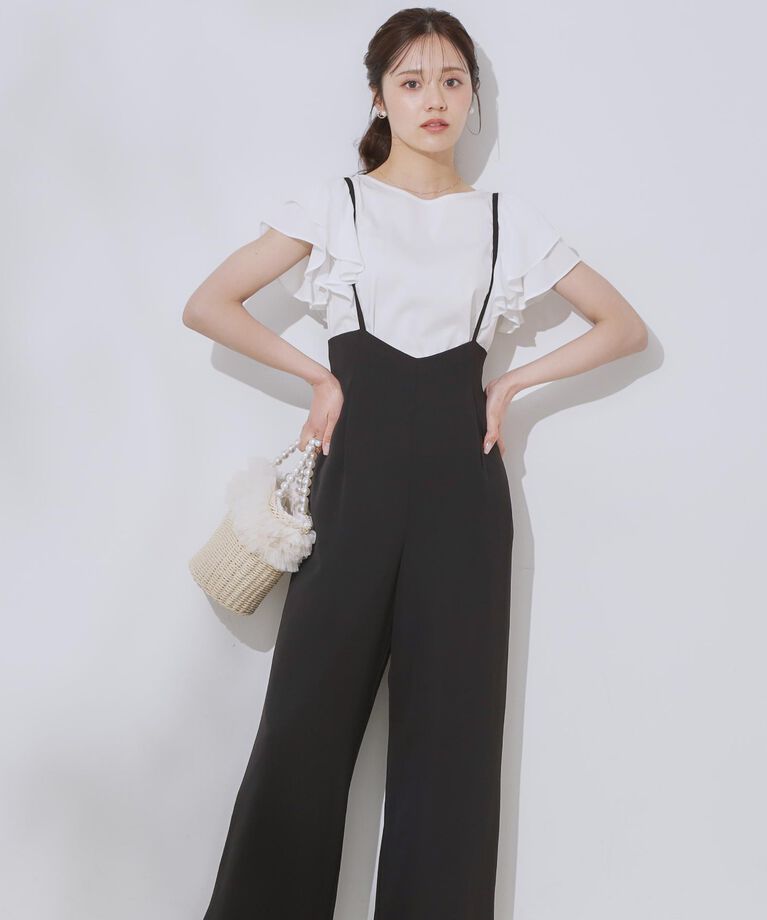 Couture broach「【マシンウォッシャブル・きれいめ】キャミロンパース」|その他|ブラック(019)