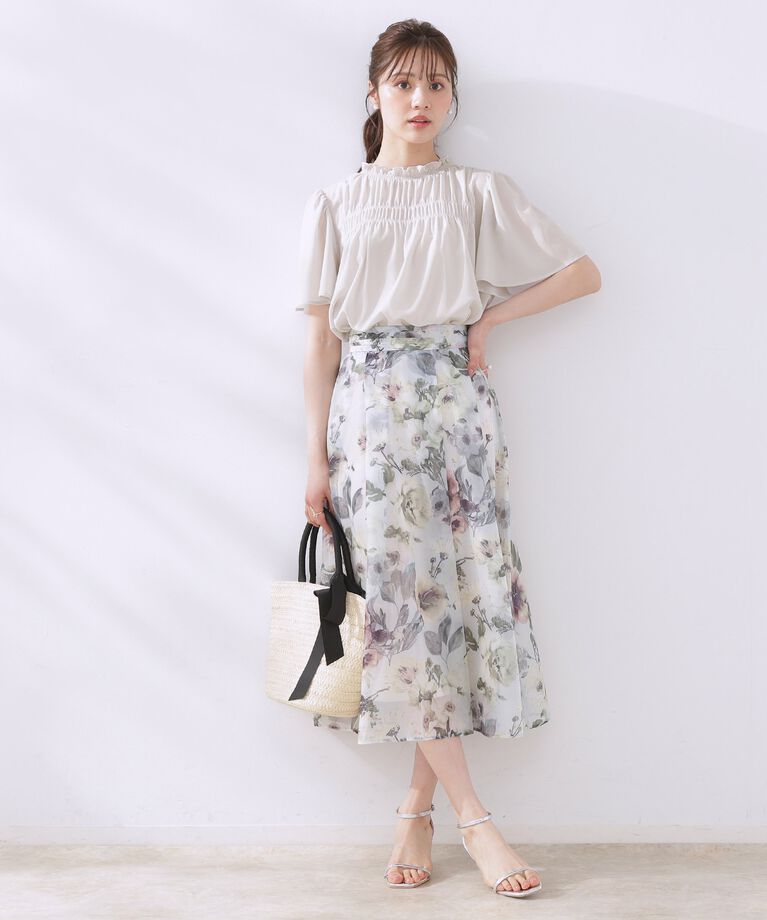 Couture broach「【二の腕カバー・通勤】シャーリングシアーブラウス」|シャツ・ブラウス|