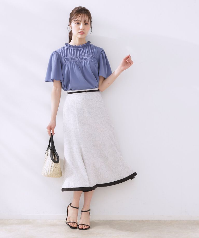 Couture broach「【二の腕カバー・通勤】シャーリングシアーブラウス」|シャツ・ブラウス|