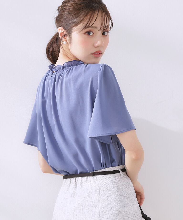 Couture broach「【二の腕カバー・通勤】シャーリングシアーブラウス」|シャツ・ブラウス|