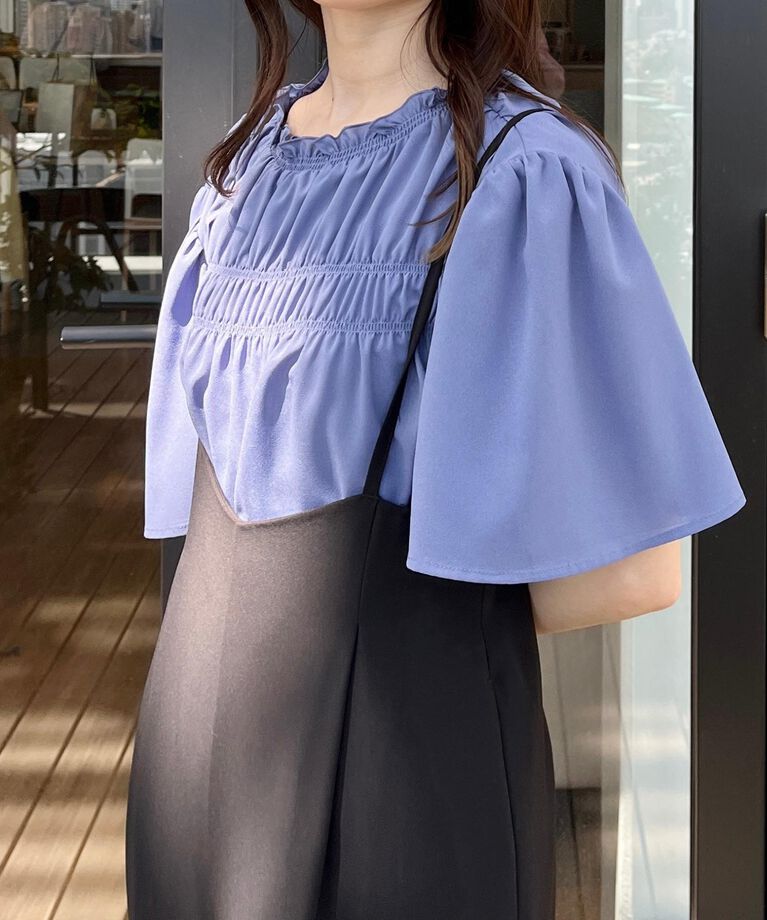 Couture broach「【二の腕カバー・通勤】シャーリングシアーブラウス」|シャツ・ブラウス|
