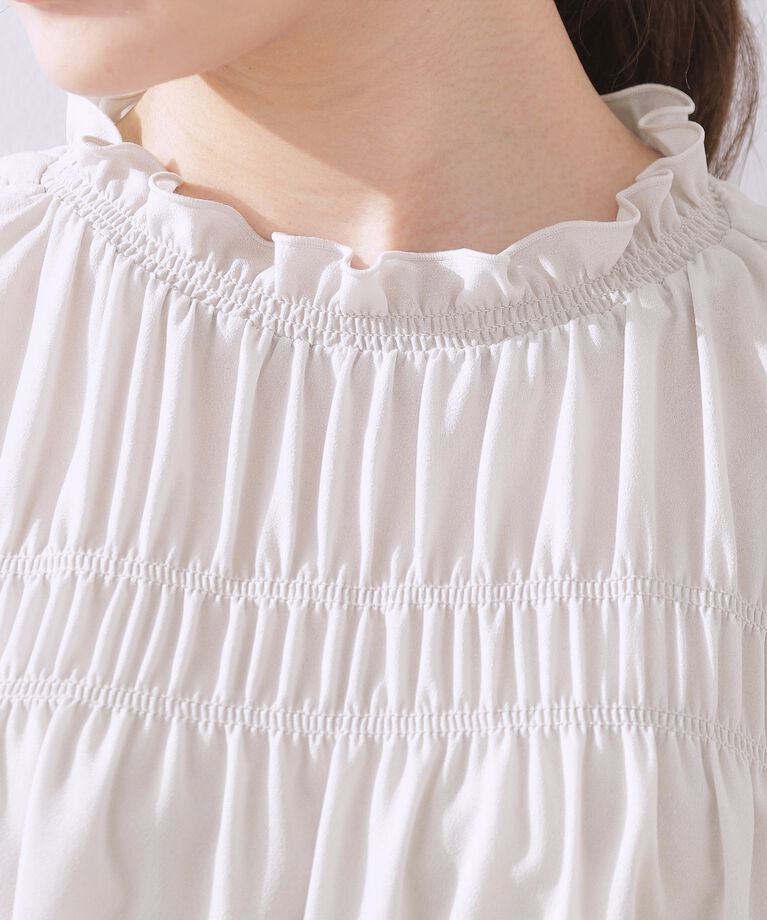 Couture broach「【二の腕カバー・通勤】シャーリングシアーブラウス」|シャツ・ブラウス|