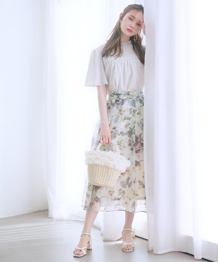 Couture broach「【二の腕カバー・通勤】シャーリングシアーブラウス」|シャツ・ブラウス|