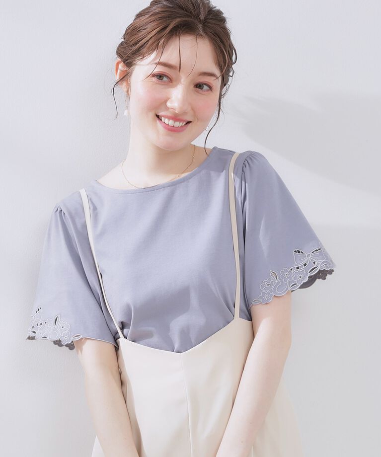 Couture broach「【接触冷感・UVカット】袖エンブロサイロコンパクト」|Tシャツ・カットソー|