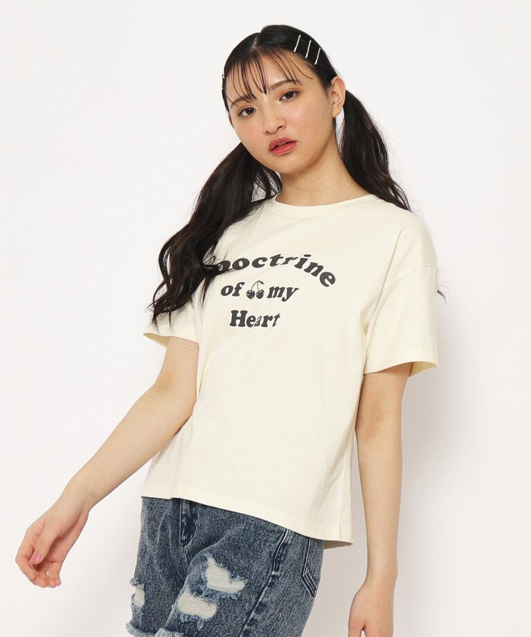PINK-latte「【130cmあり】チェリーロゴTシャツ」|Tシャツ・カットソー|