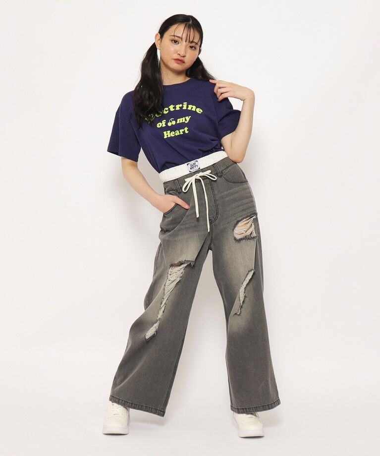 PINK-latte「【130cmあり】チェリーロゴTシャツ」|Tシャツ・カットソー|