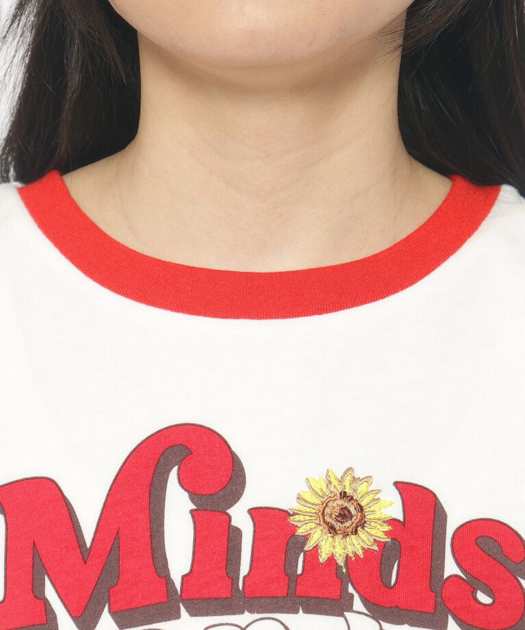 PINK-latte「ひまわりプリント　リンガーTシャツ」|Tシャツ・カットソー|
