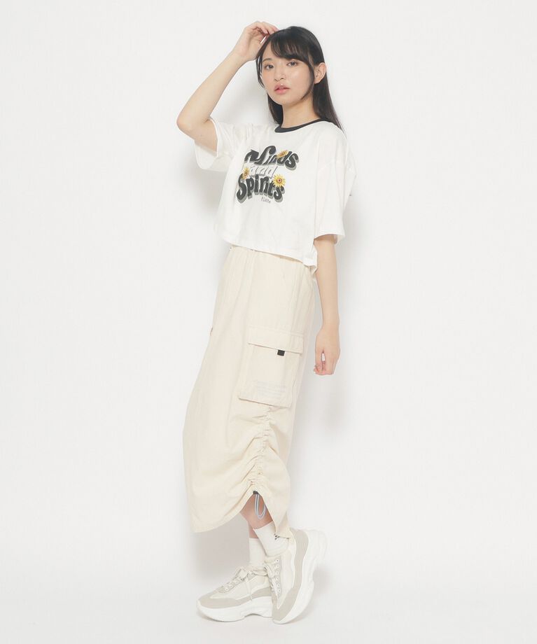 PINK-latte「ひまわりプリント　リンガーTシャツ」|Tシャツ・カットソー|