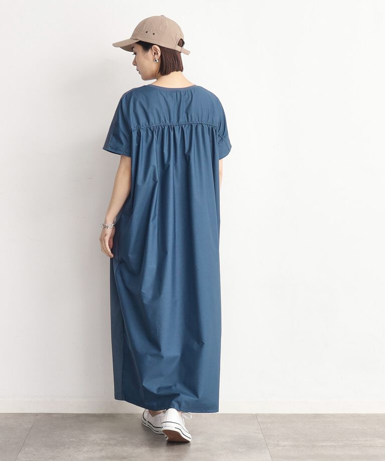 THE SHOP TK「バックギャザー切り替えワンピース【洗える】」|ワンピース|ﾌﾞﾙｰ(092)