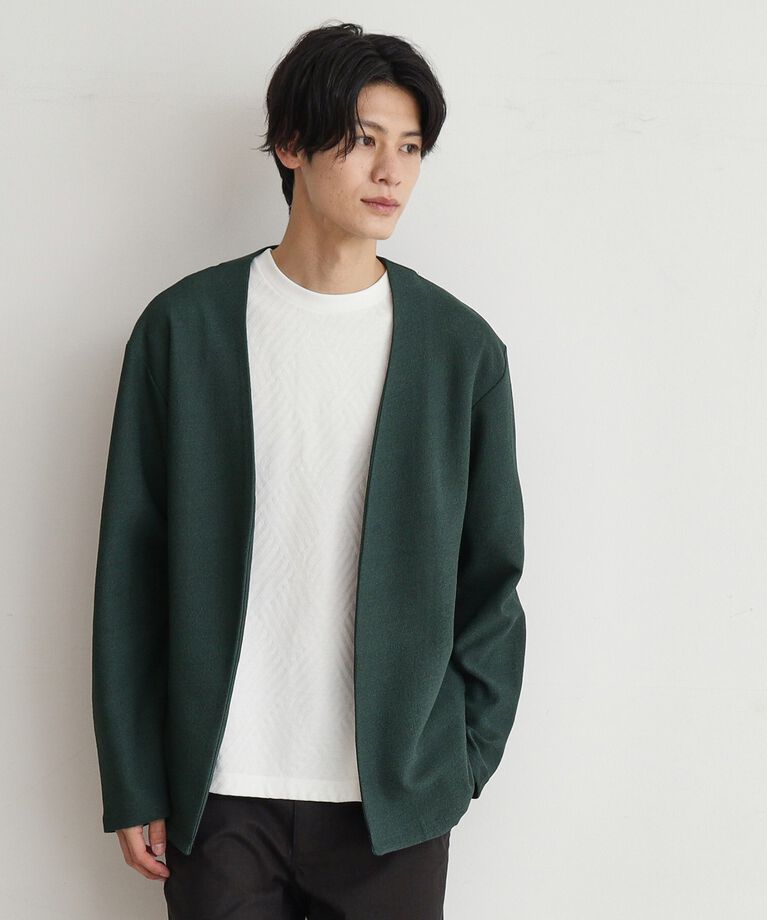 THE SHOP TK「バルキータッチノーカラーカーディガン」|カーディガン|ｸﾞﾘｰﾝ(025)