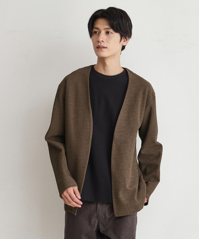 THE SHOP TK「バルキータッチノーカラーカーディガン」|カーディガン|ﾌﾞﾗｳﾝ(044)