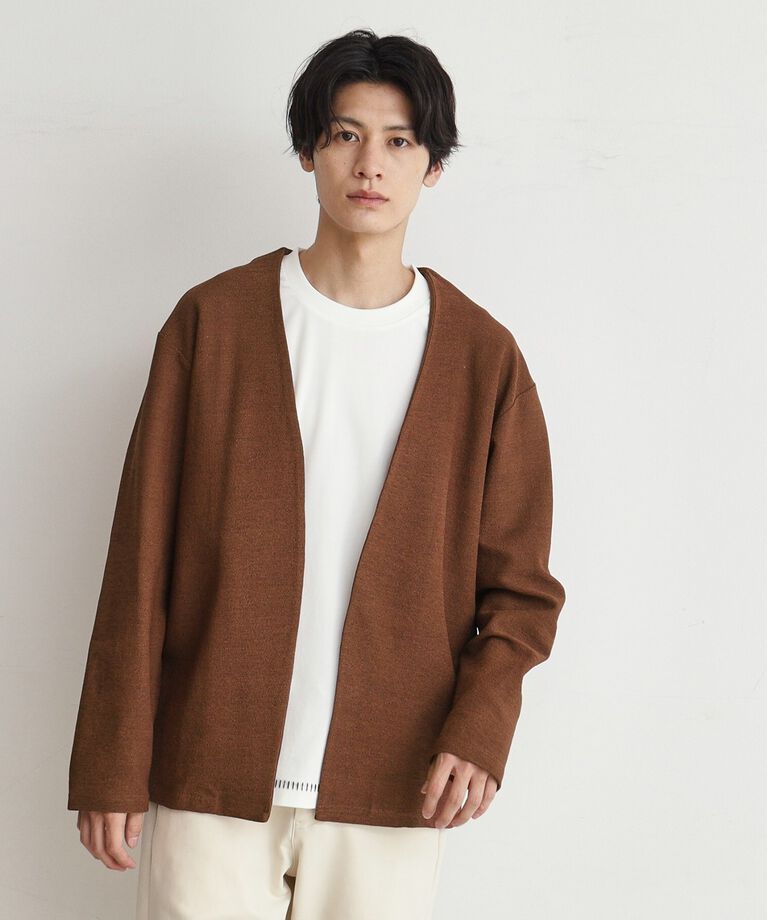 THE SHOP TK「バルキータッチノーカラーカーディガン」|カーディガン|ｵﾚﾝｼﾞ(067)