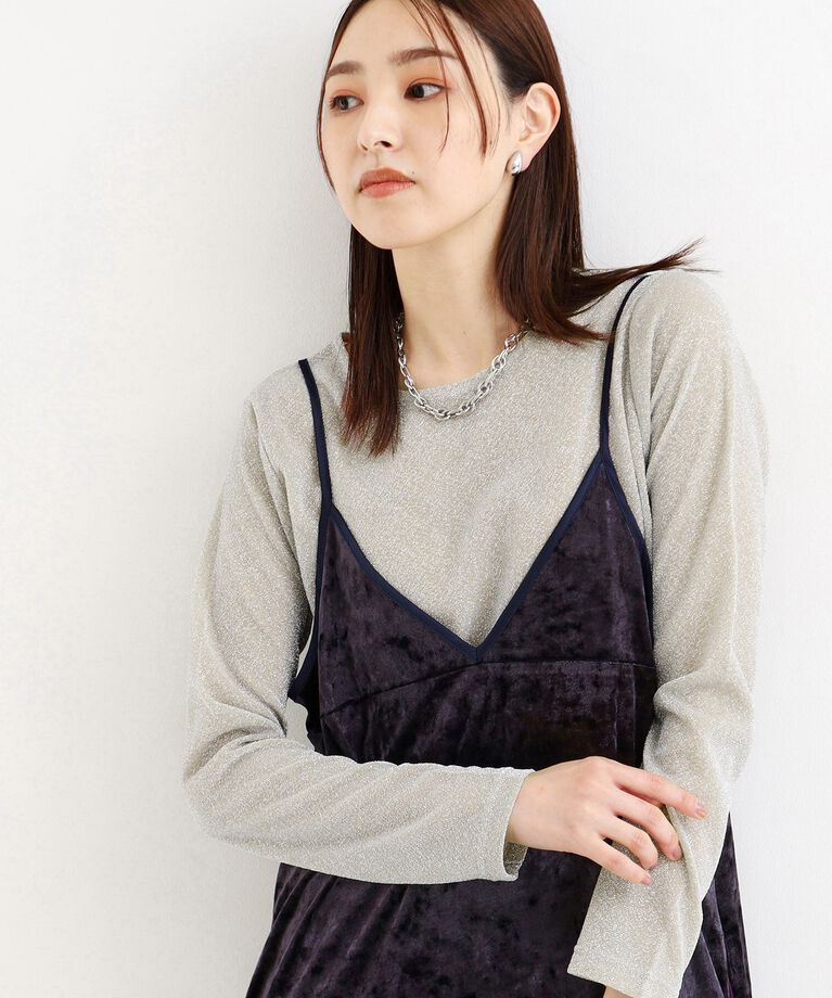 THE SHOP TK「ラメシアーパワーネットプルオーバー」|Tシャツ・カットソー|ｼﾙﾊﾞｰ(006)
