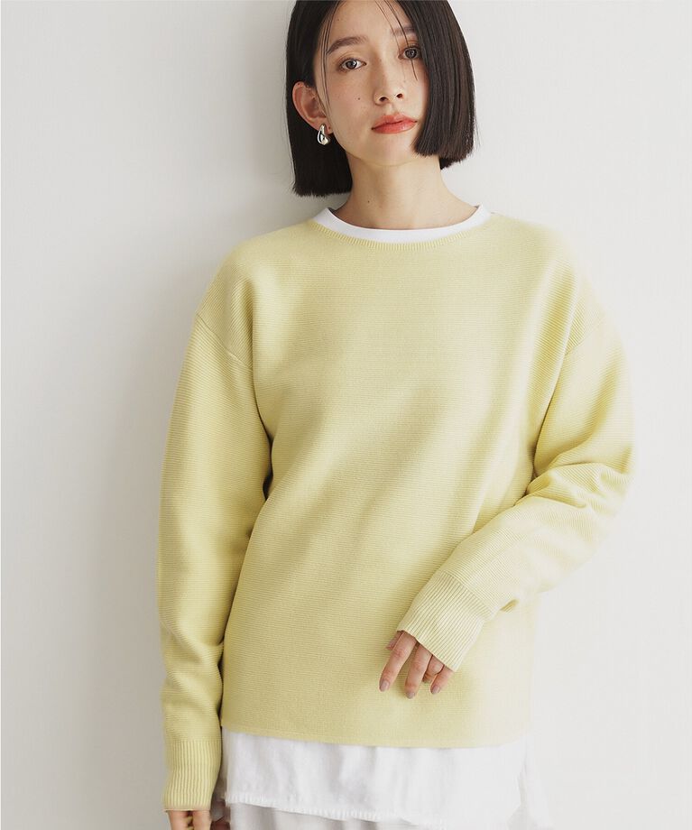 THE SHOP TK「【毛玉になりにくい/蓄熱性】春色_美人ガーターニット/洗える/体形カバー」|ニット・セーター|イエロー(031)
