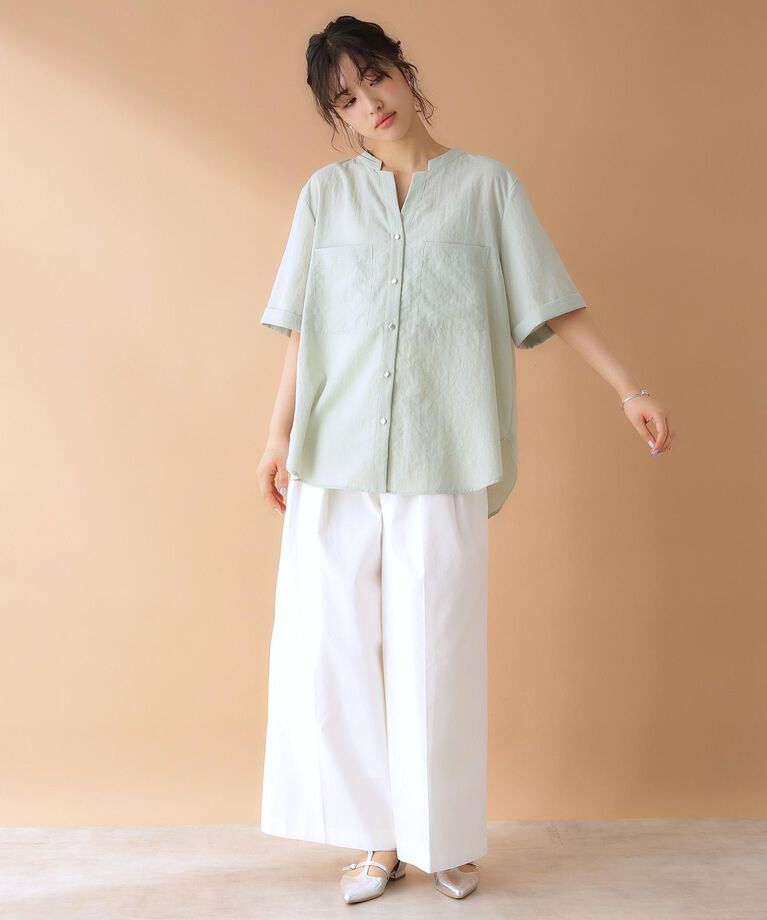 THE SHOP TK「【近藤千尋さん着用】ダブルポケット5分袖シャツ/体型カバー/洗濯機OK」|シャツ・ブラウス|