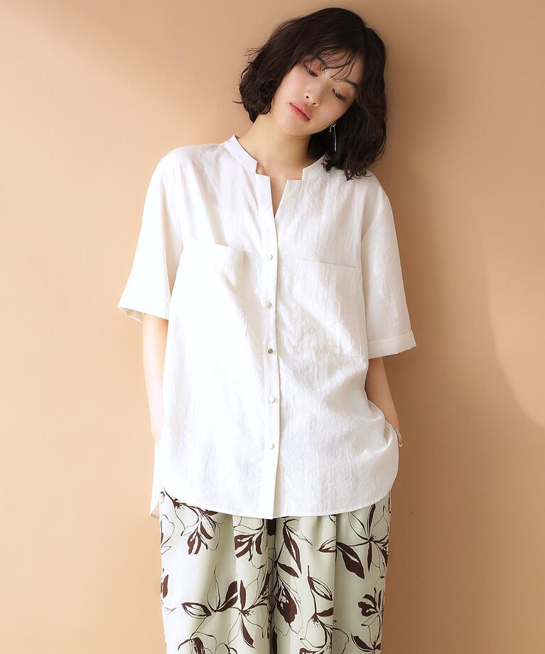 THE SHOP TK「【近藤千尋さん着用】ダブルポケット5分袖シャツ/体型カバー/洗濯機OK」|シャツ・ブラウス|
