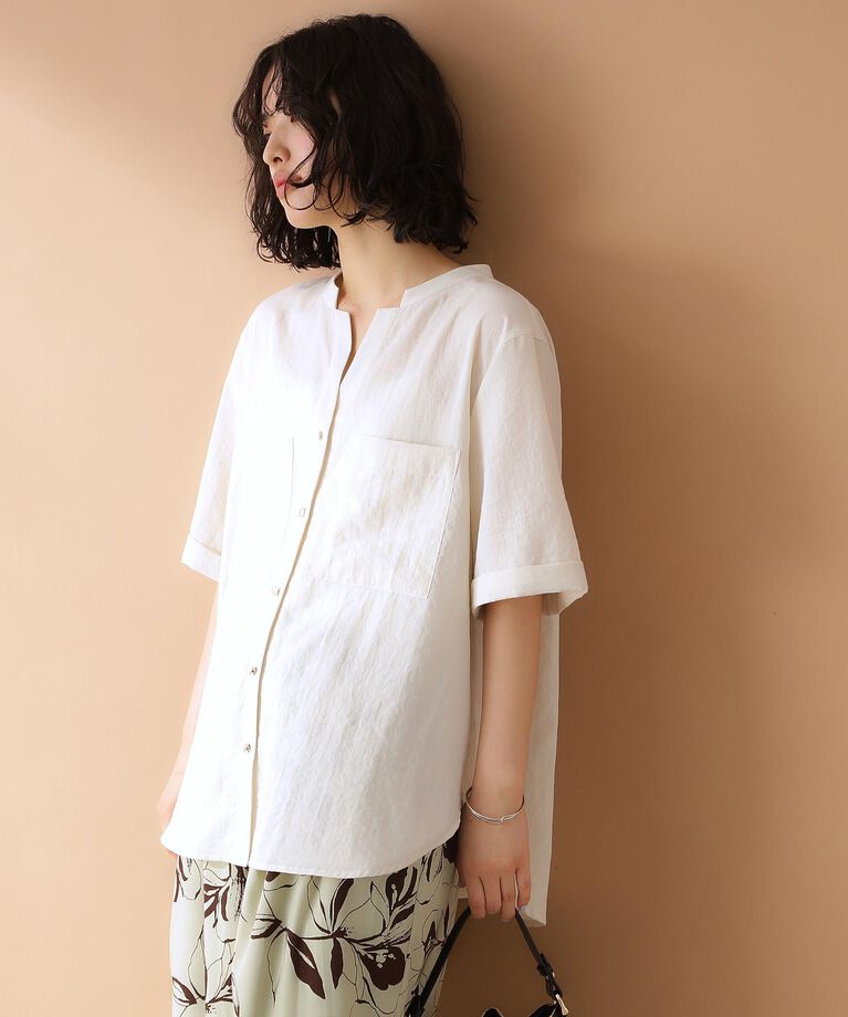 THE SHOP TK「【近藤千尋さん着用】ダブルポケット5分袖シャツ/体型カバー/洗濯機OK」|シャツ・ブラウス|