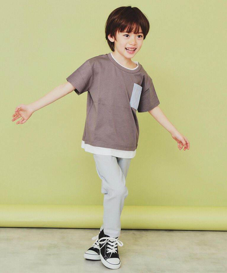 THE SHOP TK「【110-160】レイヤー風ポケットTシャツ/洗濯機OK」|Tシャツ・カットソー|