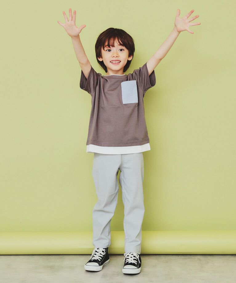 THE SHOP TK「【110-160】レイヤー風ポケットTシャツ/洗濯機OK」|Tシャツ・カットソー|