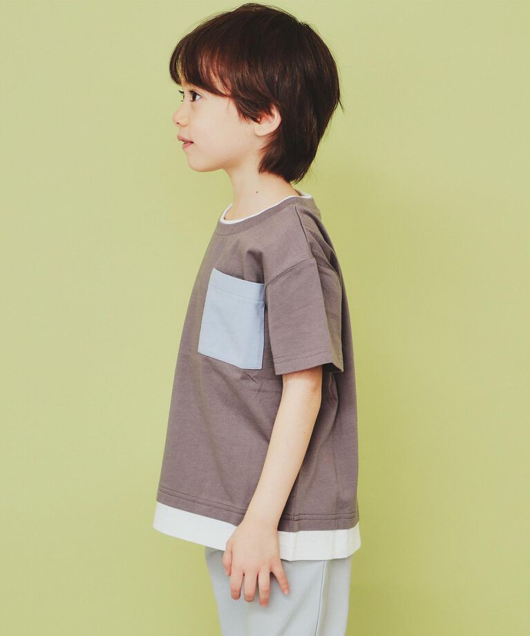 THE SHOP TK「【110-160】レイヤー風ポケットTシャツ/洗濯機OK」|Tシャツ・カットソー|