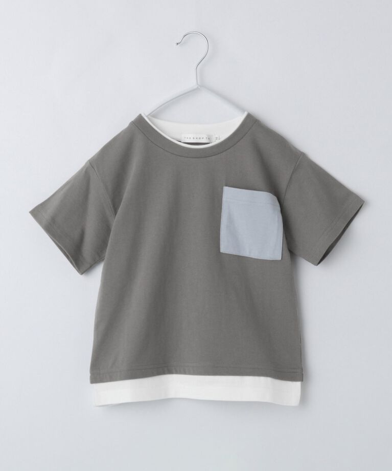 THE SHOP TK「【110-160】レイヤー風ポケットTシャツ/洗濯機OK」|Tシャツ・カットソー|