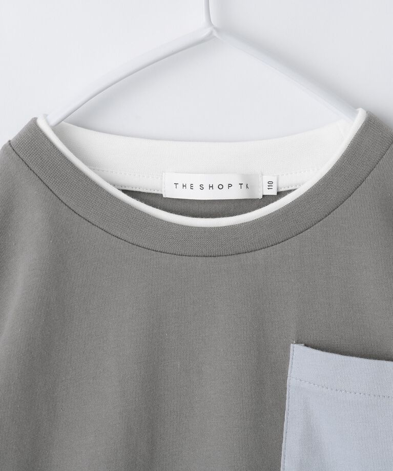 THE SHOP TK「【110-160】レイヤー風ポケットTシャツ/洗濯機OK」|Tシャツ・カットソー|