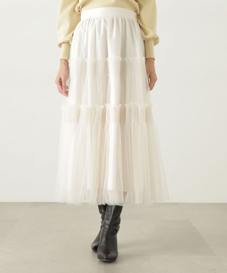 PROPORTION BODY DRESSING「チュールシャーリングティアードスカート」|スカート|