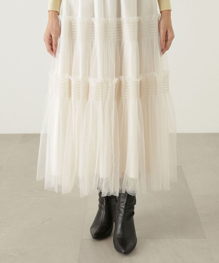 PROPORTION BODY DRESSING「チュールシャーリングティアードスカート」|スカート|