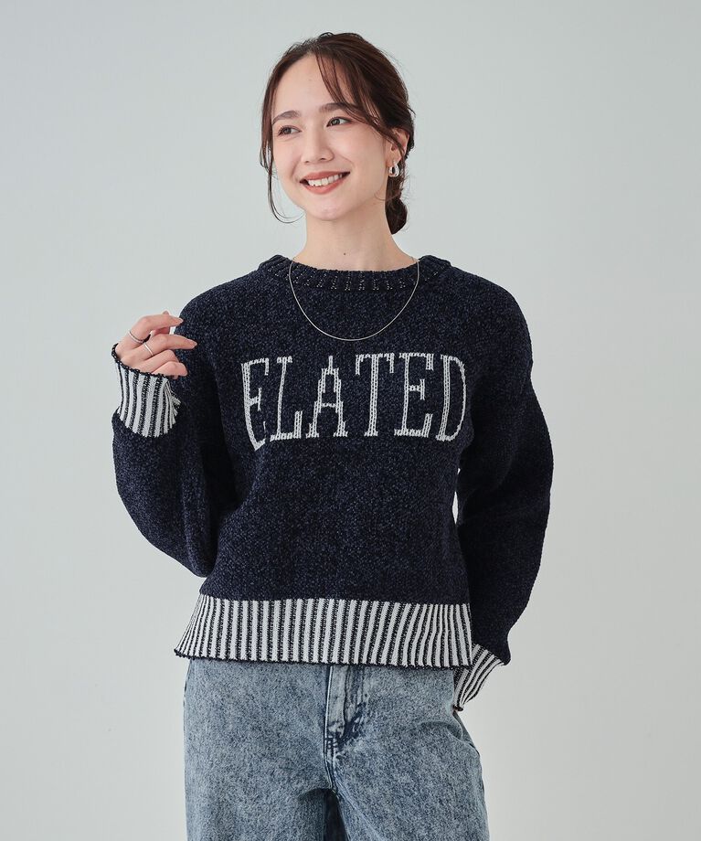 SHOO･LA･RUE「【S-LL】もちもち感がたまらない モールロゴリブ切替ニット」|ニット・セーター|