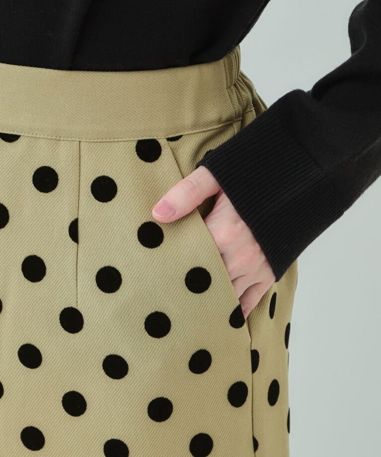SHOO･LA･RUE「【S-LL】華やかさ引き立つ フロッキードット ナロースカート」|スカート|