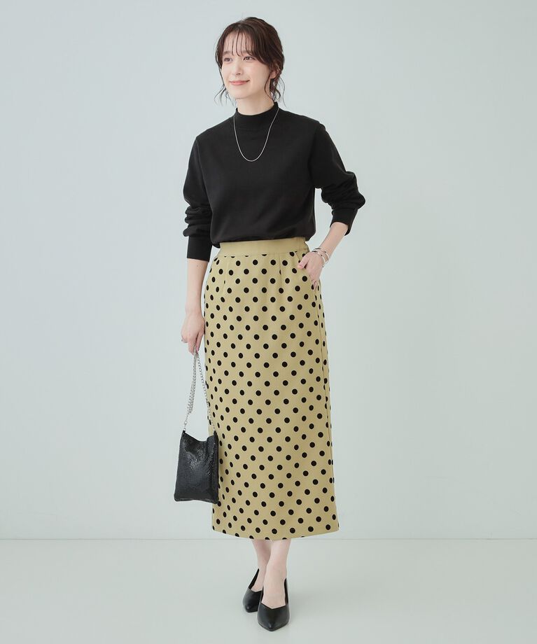 SHOO･LA･RUE「【S-LL】華やかさ引き立つ フロッキードット ナロースカート」|スカート|
