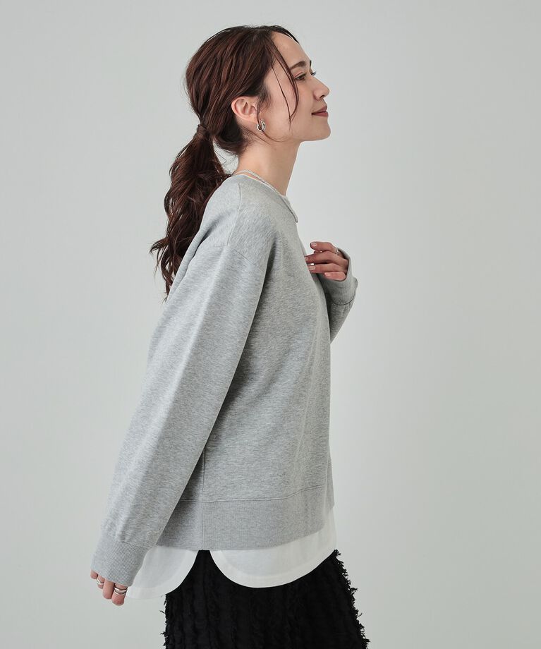 SHOO･LA･RUE「【洗える/S-LL】着るだけ簡単こなれ感 裏起毛レイヤード風スウェット【SHOO WARM】」|パーカー|