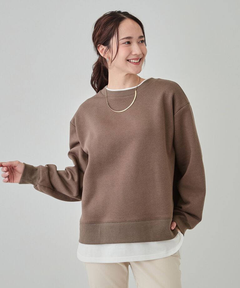 SHOO･LA･RUE「【洗える/S-LL】着るだけ簡単こなれ感 裏起毛レイヤード風スウェット【SHOO WARM】」|パーカー|