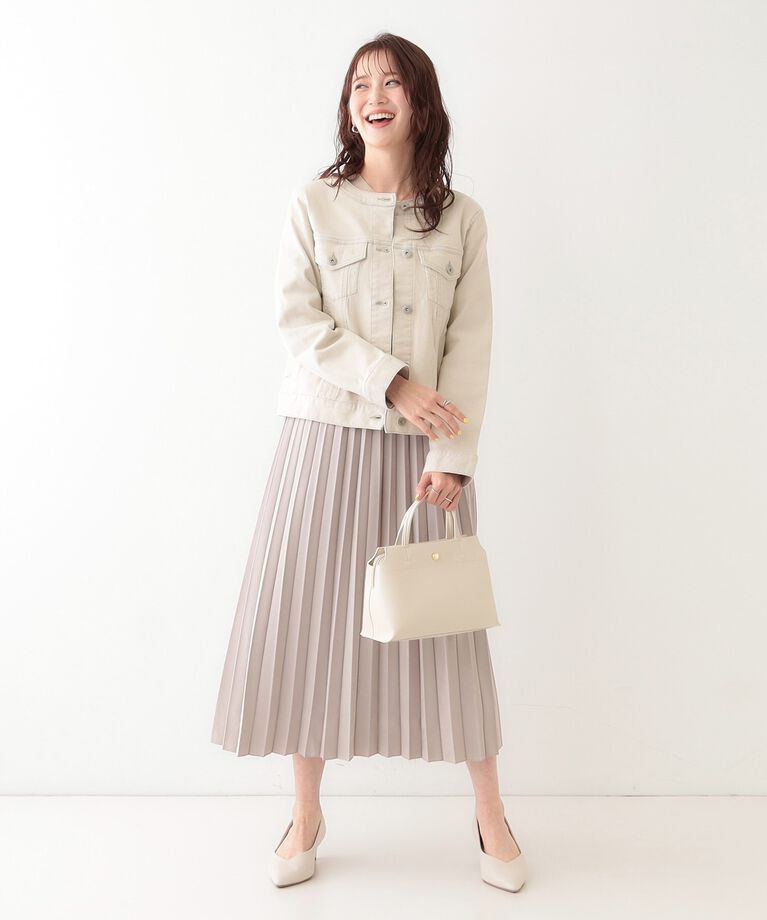 SHOO･LA･RUE「【S-LL】大人のための ノーカラーデニムジャケット」|デニムジャケット|