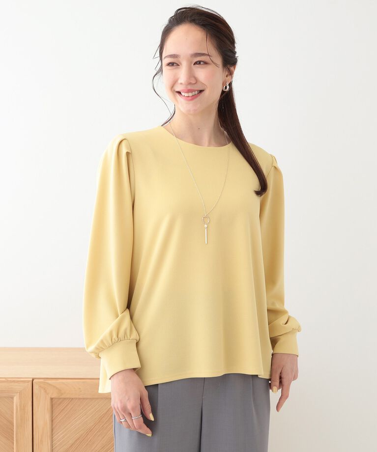 SHOO･LA･RUE「【S-LL/2点セット】女性らしく好印象 アクセ付き カットジョーゼット トップス」|Tシャツ・カットソー|
