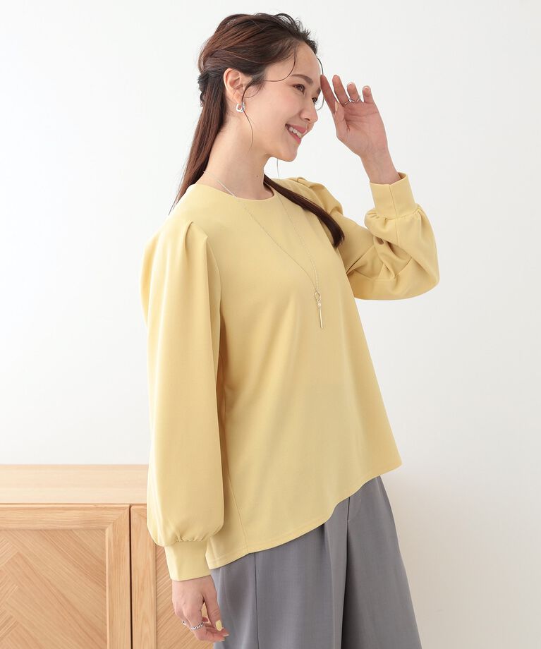 SHOO･LA･RUE「【S-LL/2点セット】女性らしく好印象 アクセ付き カットジョーゼット トップス」|Tシャツ・カットソー|