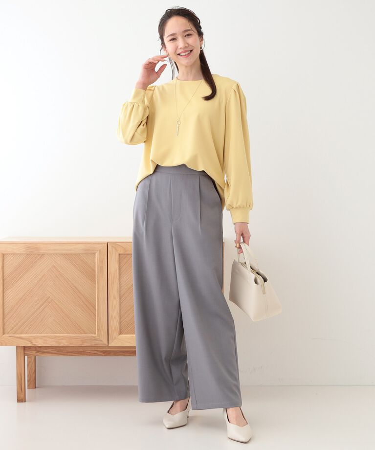 SHOO･LA･RUE「【S-LL/2点セット】女性らしく好印象 アクセ付き カットジョーゼット トップス」|Tシャツ・カットソー|