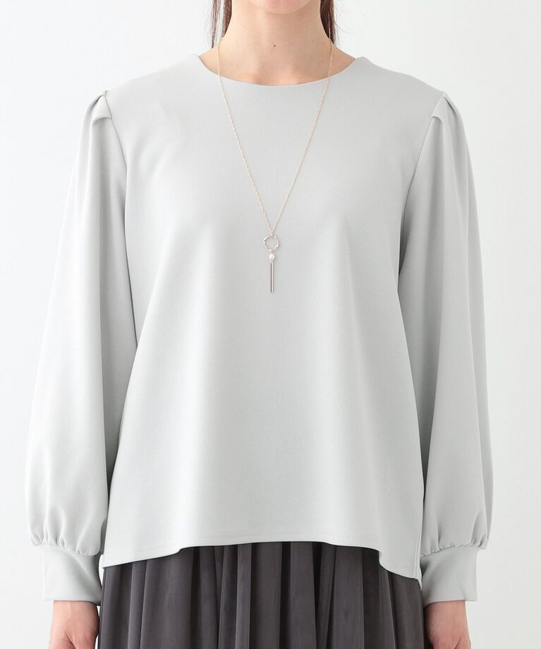 SHOO･LA･RUE「【S-LL/2点セット】女性らしく好印象 アクセ付き カットジョーゼット トップス」|Tシャツ・カットソー|