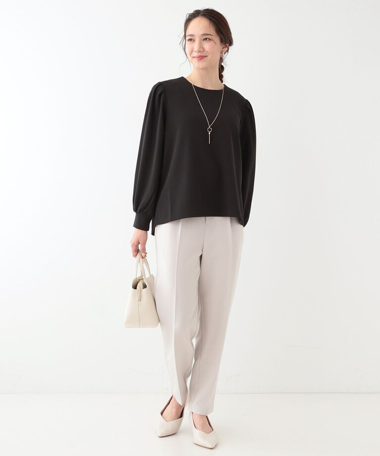 SHOO･LA･RUE「【S-LL/2点セット】女性らしく好印象 アクセ付き カットジョーゼット トップス」|Tシャツ・カットソー|