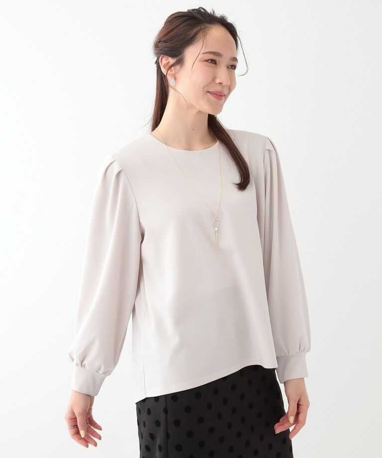 SHOO･LA･RUE「【S-LL/2点セット】女性らしく好印象 アクセ付き カットジョーゼット トップス」|Tシャツ・カットソー|
