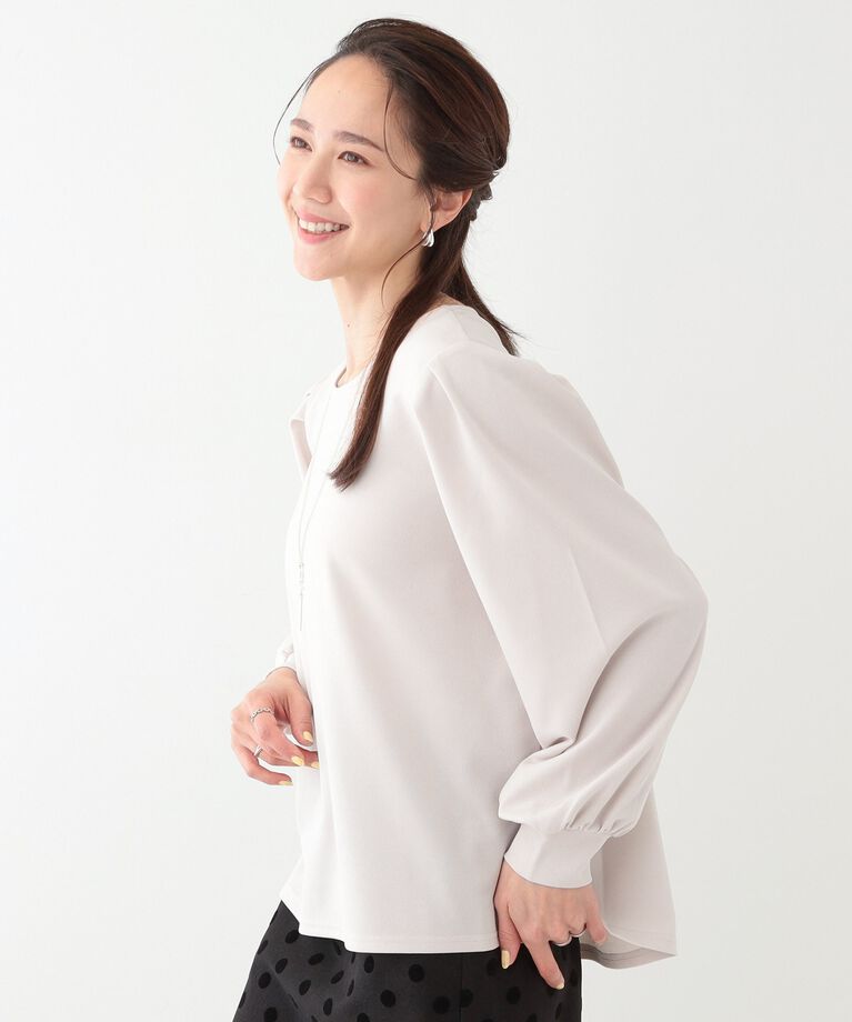 SHOO･LA･RUE「【S-LL/2点セット】女性らしく好印象 アクセ付き カットジョーゼット トップス」|Tシャツ・カットソー|