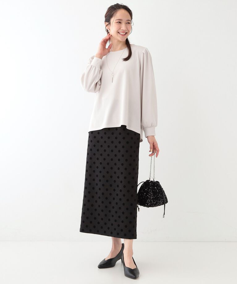 SHOO･LA･RUE「【S-LL/2点セット】女性らしく好印象 アクセ付き カットジョーゼット トップス」|Tシャツ・カットソー|