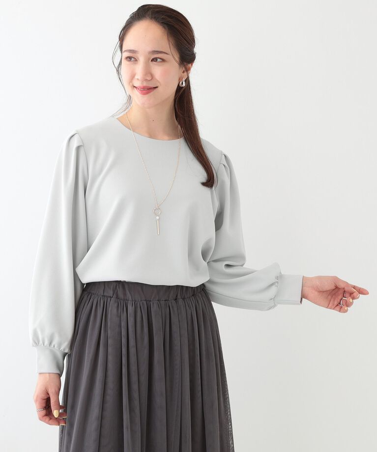 SHOO･LA･RUE「【S-LL/2点セット】女性らしく好印象 アクセ付き カットジョーゼット トップス」|Tシャツ・カットソー|