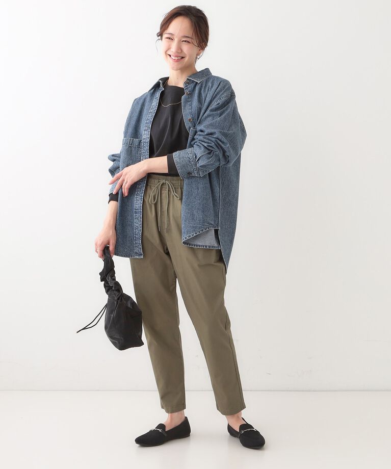 SHOO･LA･RUE「【洗える/SS-3L/美脚シルエット】綿ストレッチイージーテーパードパンツ」|その他|