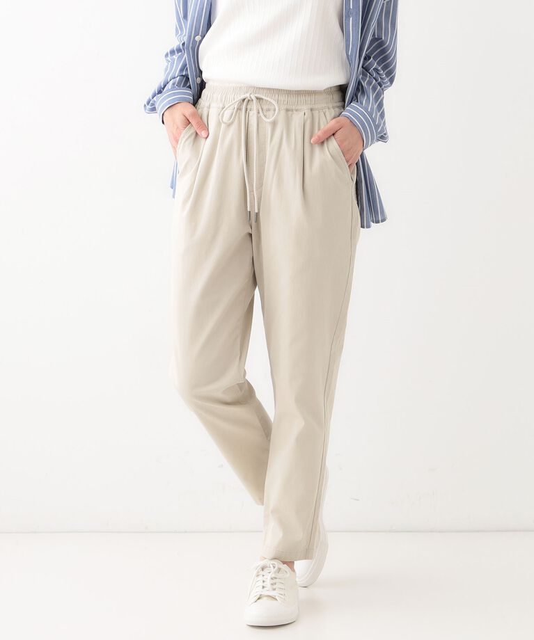 SHOO･LA･RUE「【洗える/SS-3L/美脚シルエット】綿ストレッチイージーテーパードパンツ」|その他|ベージュ(052)